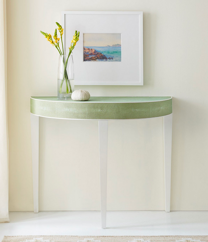 Shagreen Half Round Table in Low Country Green - $1,600.00